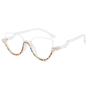 Cat-eye White-Diamond Eyeglasses for Women