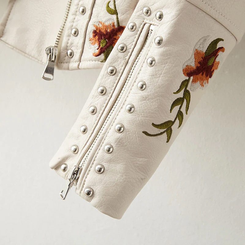 Fashion Floral  Leather Jacket