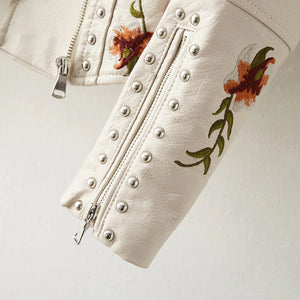 Fashion Floral  Leather Jacket