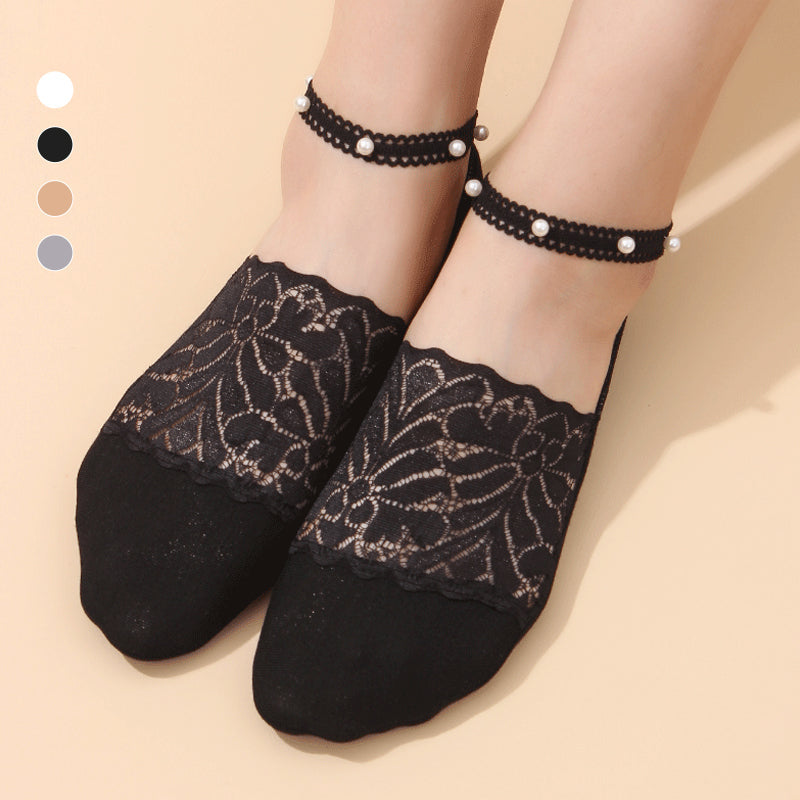 Elegant Pearl Lace Socks