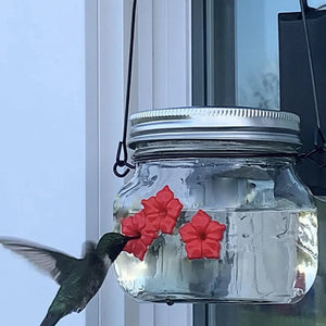Beautiful Mason Jar Hummingbird Feeder