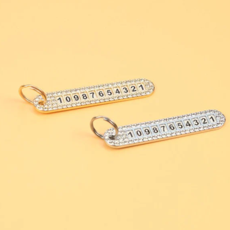 Diamond Car Number Plate Key Pendant