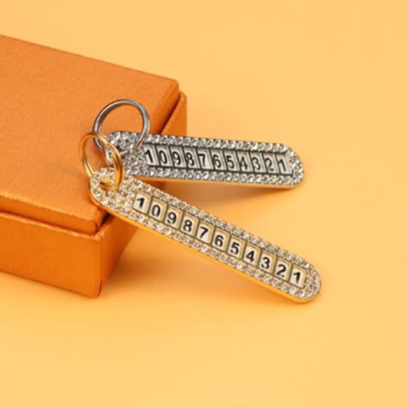Diamond Car Number Plate Key Pendant