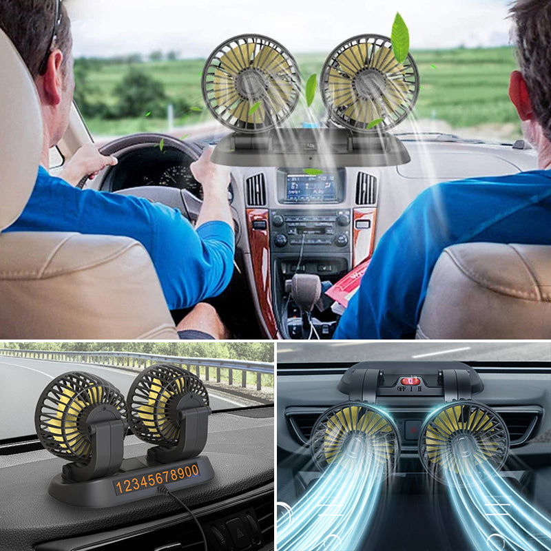 Dual Head Car Auto Cooling Air Circulator Fan