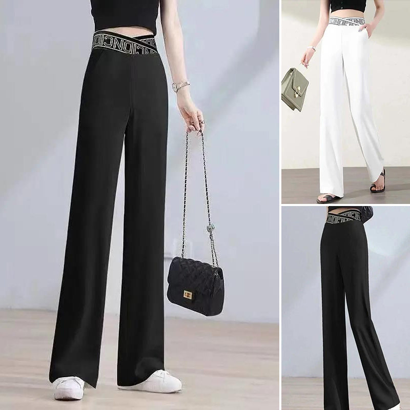 Letter High Waist Wide Leg Pants