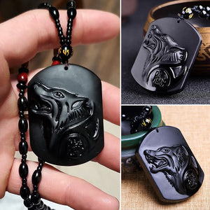 Save A Wolf Obsidian Necklace