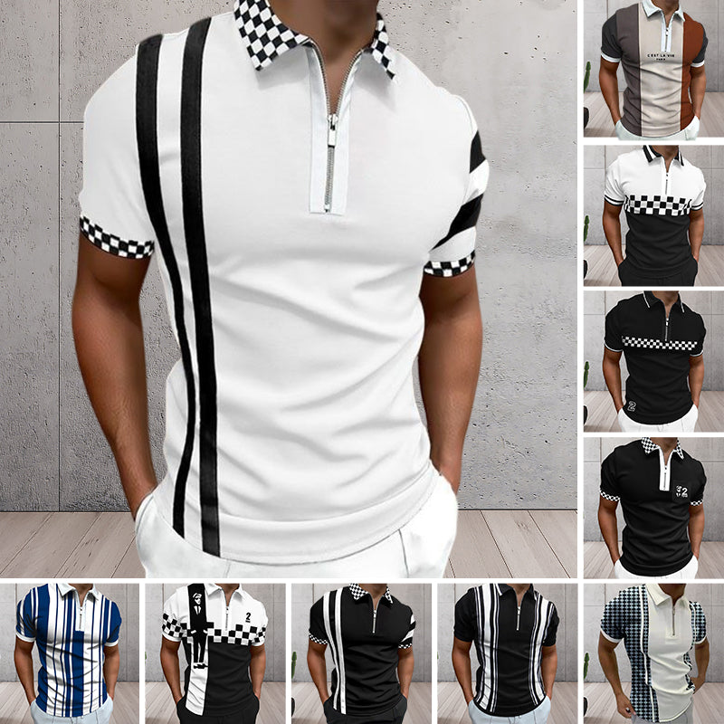 Men's Colorblock Zip Polo Shirt