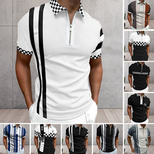 Men's Colorblock Zip Polo Shirt
