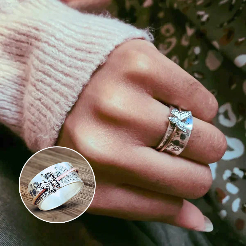 Butterflies Silver Spinner Ring