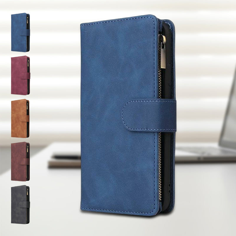 Multi-card Zipper Pocket Leather Case for iPhone