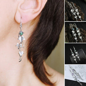 Vintage Leaf Gemstone Earrings