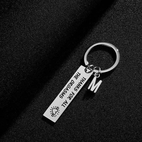 Couple Key Ring With Letter Pendant