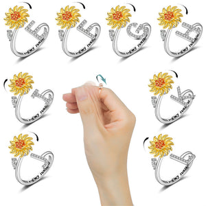 Sunflower Letter Adjustable Ring For Daughter/Granddaughter