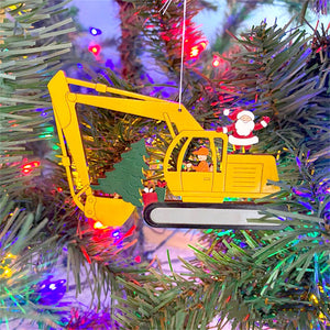 Christmas Excavator Construction Ornament
