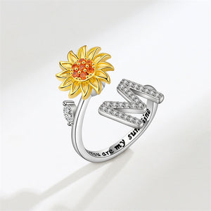 Sunflower Letter Adjustable Ring For Daughter/Granddaughter