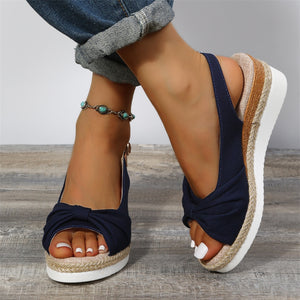 Twine Bow Wedge Sandals