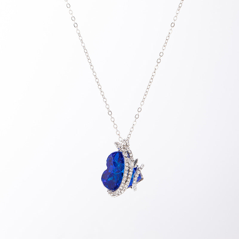 Stylish Heart Cut Butterfly Necklace