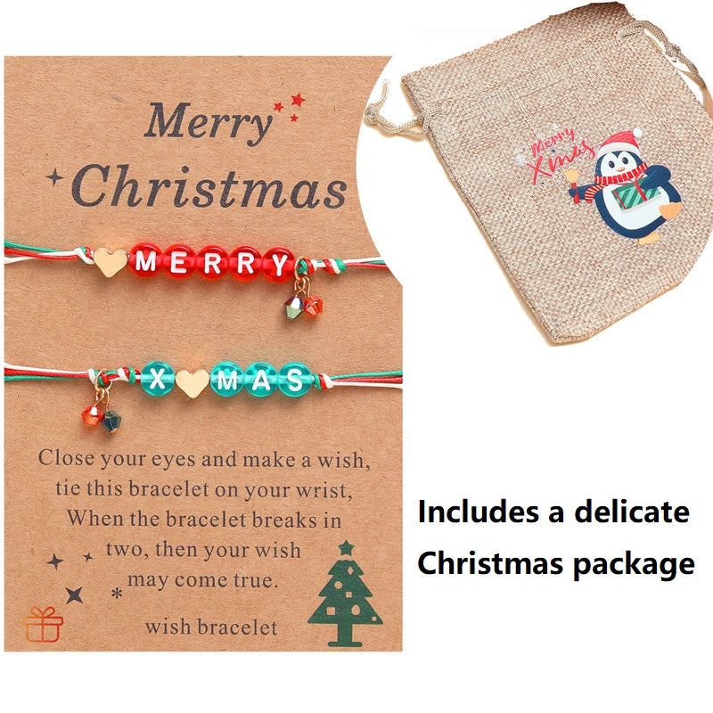 Heart Letter Merry Christmas Pendant Bracelet