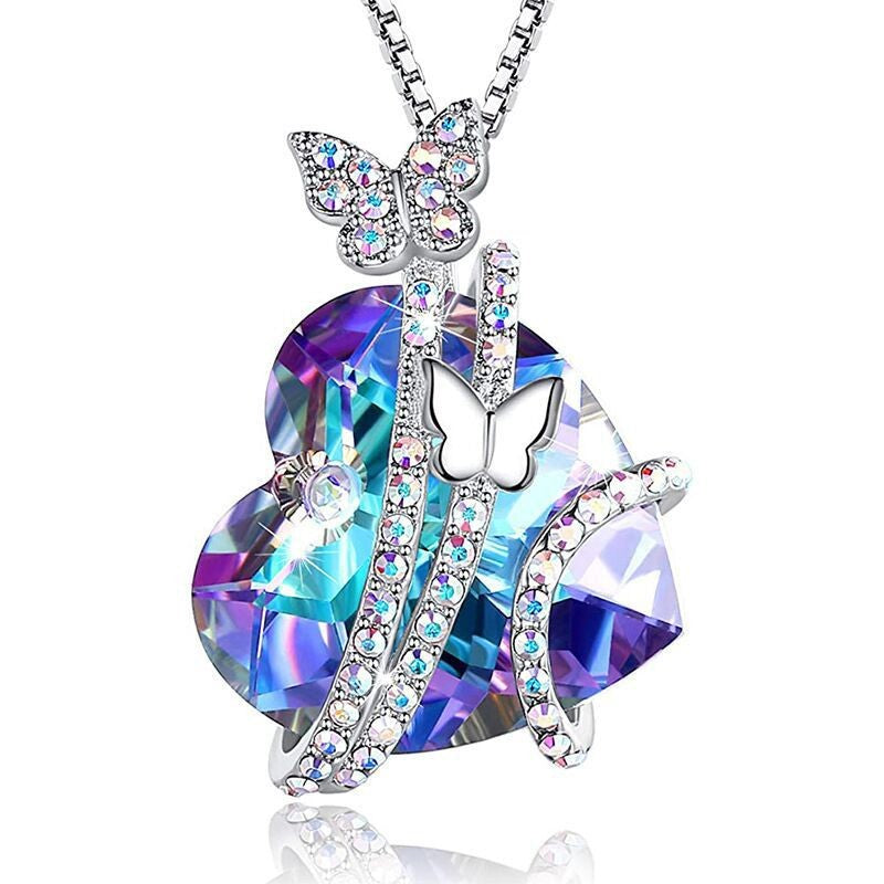 Stylish Heart Cut Butterfly Necklace