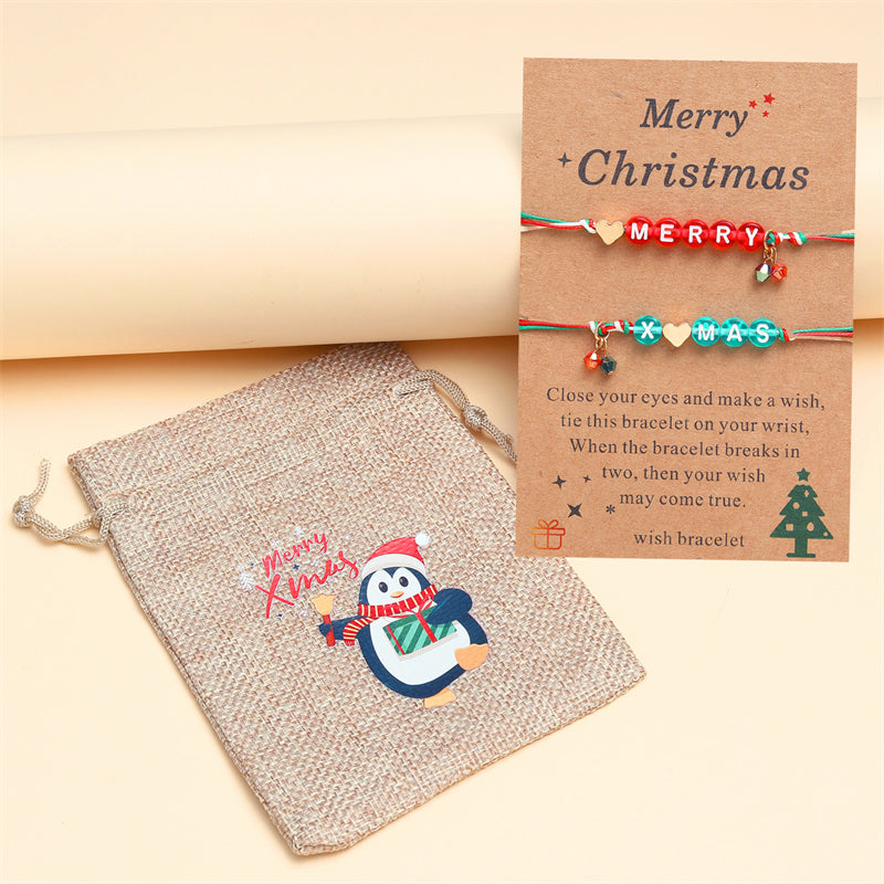 Heart Letter Merry Christmas Pendant Bracelet
