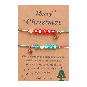 Heart Letter Merry Christmas Pendant Bracelet