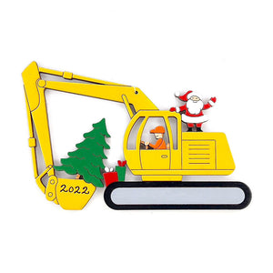 Christmas Excavator Construction Ornament