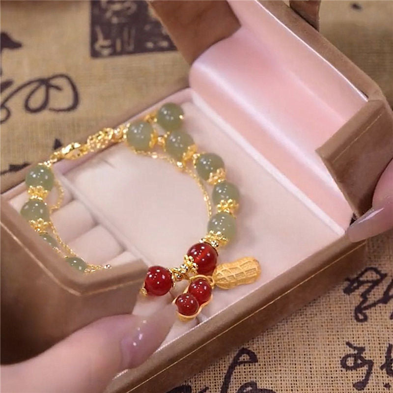 Double Chain Natural Jade Bracelet