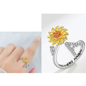 Sunflower Letter Adjustable Ring For Daughter/Granddaughter