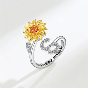 Sunflower Letter Adjustable Ring For Daughter/Granddaughter