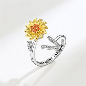 Sunflower Letter Adjustable Ring For Daughter/Granddaughter