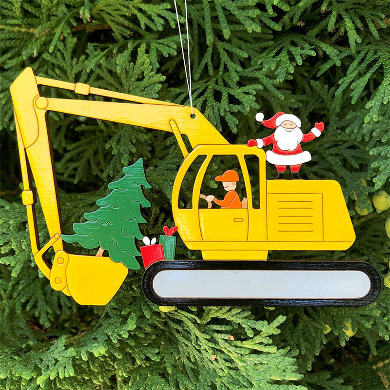 Christmas Excavator Construction Ornament