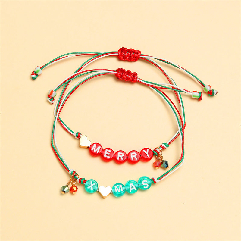 Heart Letter Merry Christmas Pendant Bracelet