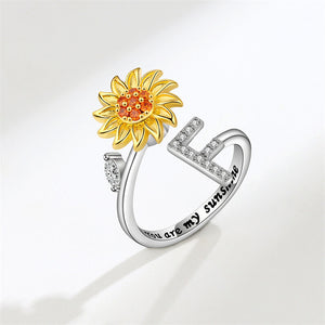 Sunflower Letter Adjustable Ring For Daughter/Granddaughter