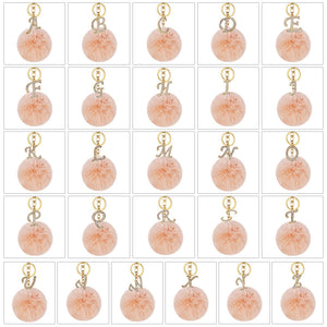Pink Wool Ball Pendant Diamond Letter Keychain