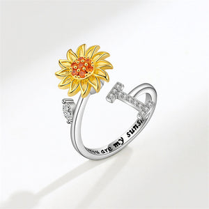 Sunflower Letter Adjustable Ring For Daughter/Granddaughter