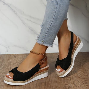 Twine Bow Wedge Sandals
