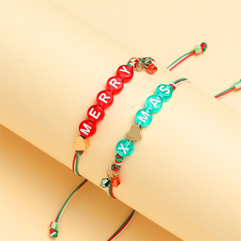 Heart Letter Merry Christmas Pendant Bracelet