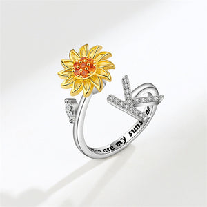 Sunflower Letter Adjustable Ring For Daughter/Granddaughter