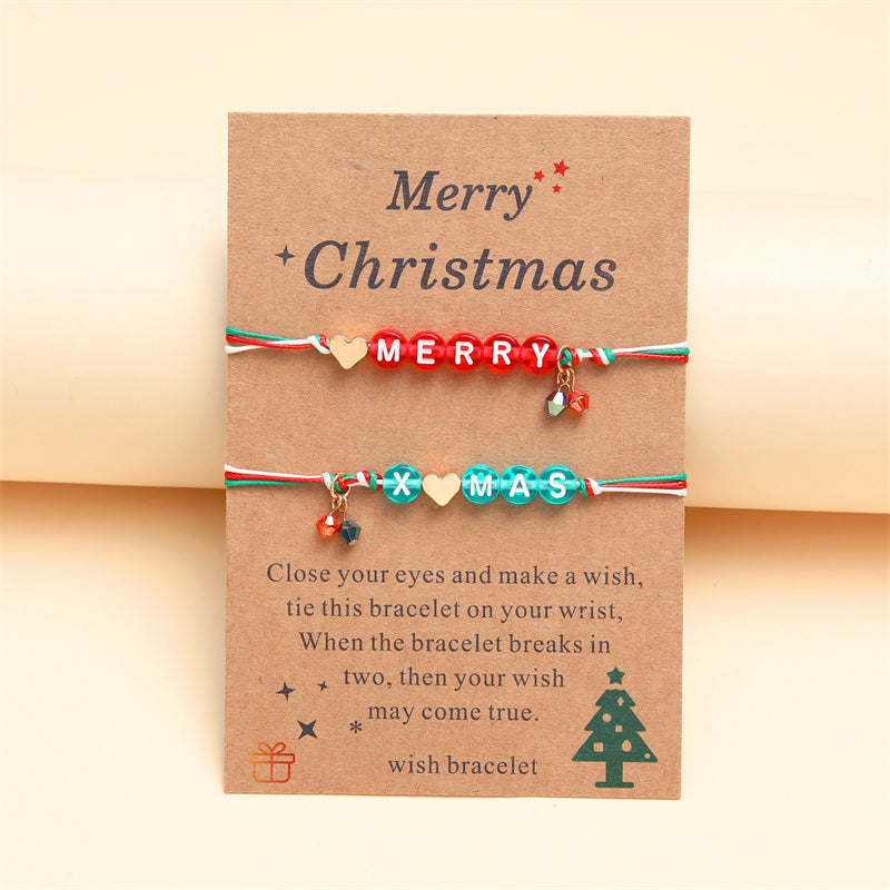 Heart Letter Merry Christmas Pendant Bracelet