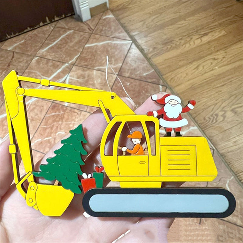 Christmas Excavator Construction Ornament
