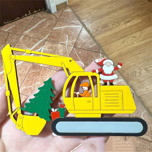 Christmas Excavator Construction Ornament