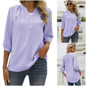 Stand Collar Mid Sleeve Shirt
