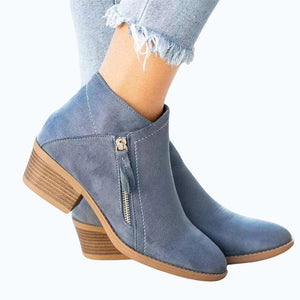 Women's Chunky Heel Side Zip Ankle Boots