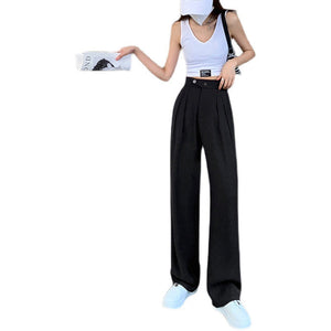 Solid Color Casual Wide Leg Pants