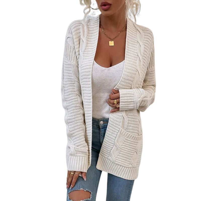 Womens Long Sleeve Open Front Chunky Knit Cardigan Sweater
