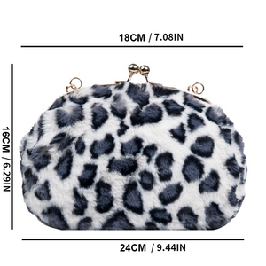 Leopard Print Plush Crossbody Bag