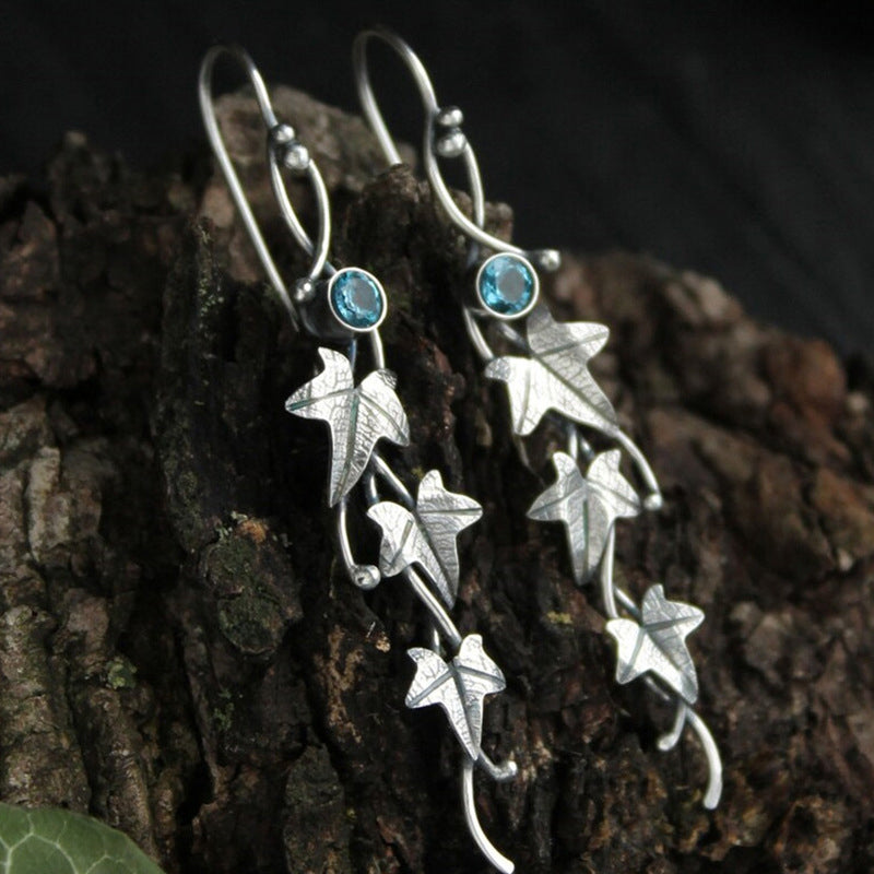 Vintage Leaf Gemstone Earrings