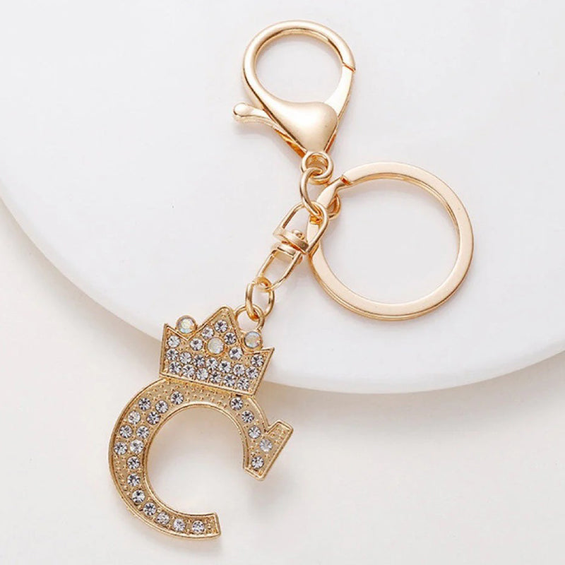 Diamond Crown Letter Key Pendant