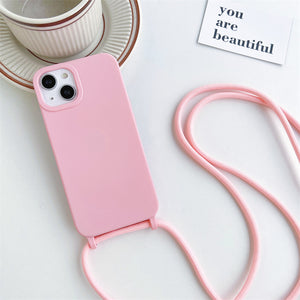 Solid Silicone Lanyard Case for iPhone