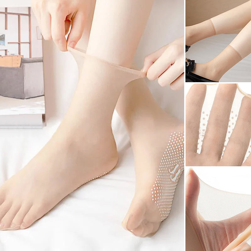 Invisible slip-resistant crystal silk socks